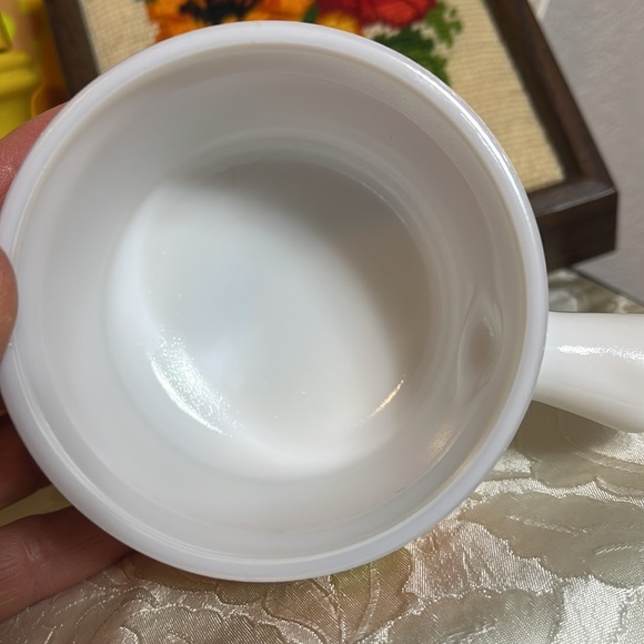 1970´s Avon Patchwork Print Milk Glass Candle Holder/Trinket Dish Soup Mug - Picture 10 of 11